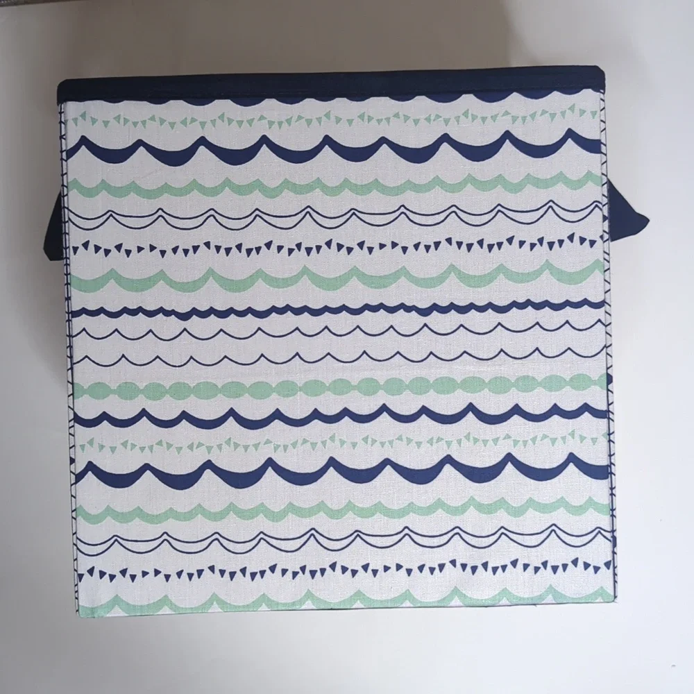 Bacati Storage Bin Box 10x10x10 Noah Tribal Mint Navy Blue Green
